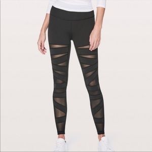 Lululemon Wunder Under Black Tech Mesh leggings